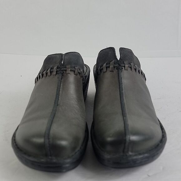 Born Avoca Gray Leather Slip On Women's Clogs. - Picture 8 of 12